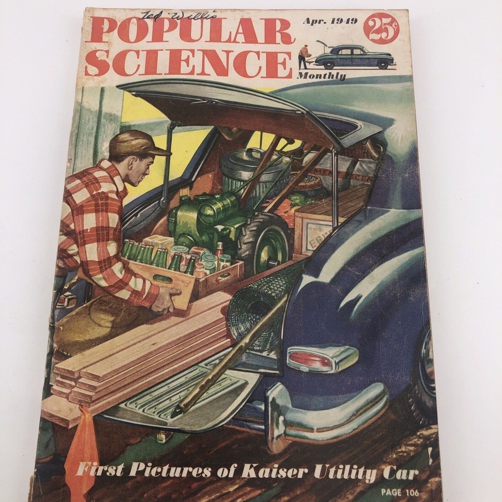 Vintage Popular Science April 1949 Magazine Kaiser Utility Car Atomic Age Ads